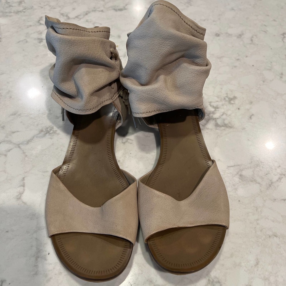 Nardo Women's Cream Side Lace Leather Open Toe Comfortable Flat Sandal Size 39‎ - Picture 2 of 7